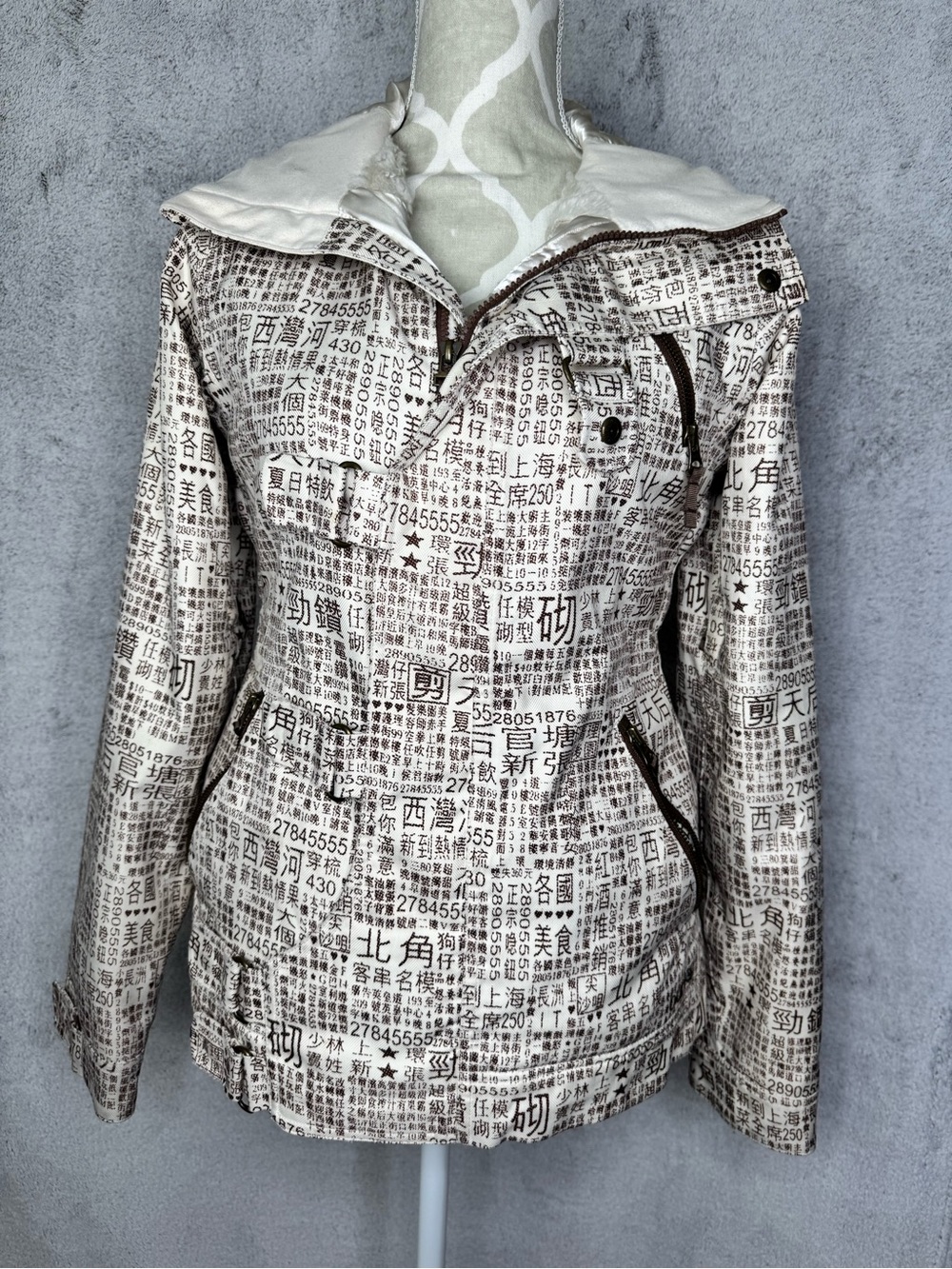 Burton Dryride Hooded Dream Jacket Coat Womens Size Small Cream/Brown